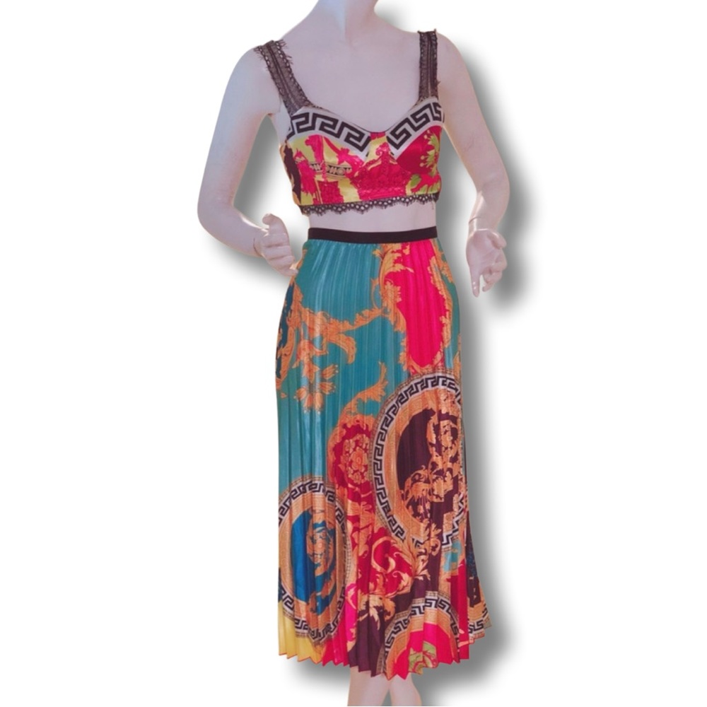 chiccoutureonline Pleated multicolor skirt